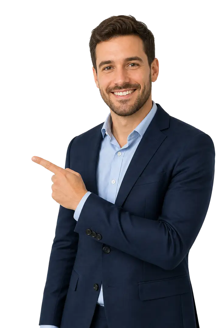 Nexus consultant pointing toward our software and digital solutions