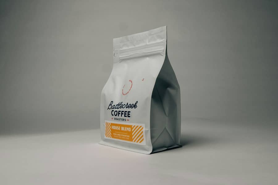 Branded coffee pouch designed to sell on the shelf
